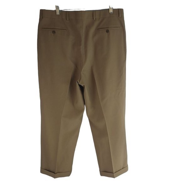 Ballin Classic Comfort EZE Mens Brown W 38 L 28 120s Wool Pleated Front Pants - Picture 3 of 7